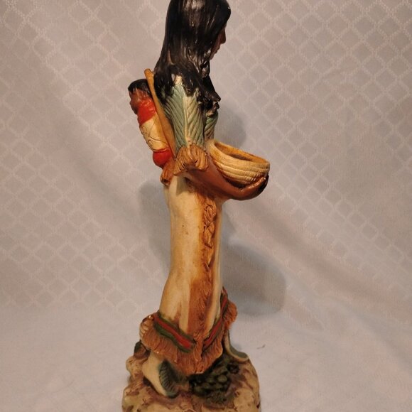 Vintage 1980s Homco Native American Woman W/Baby In Papoose - Picture 4 of 9